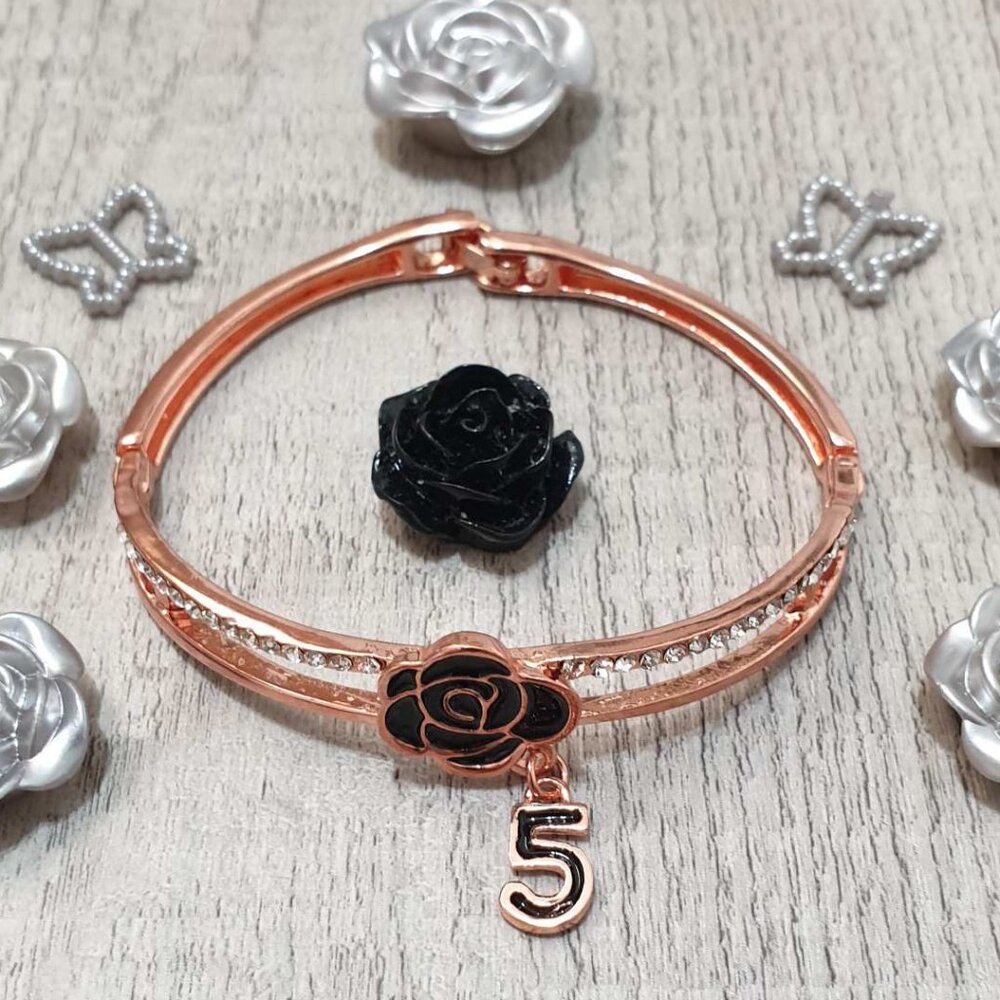 Camellia Flower Bracelet Rose Gold Cuff Bangle Charm Women Jewelry Accessory